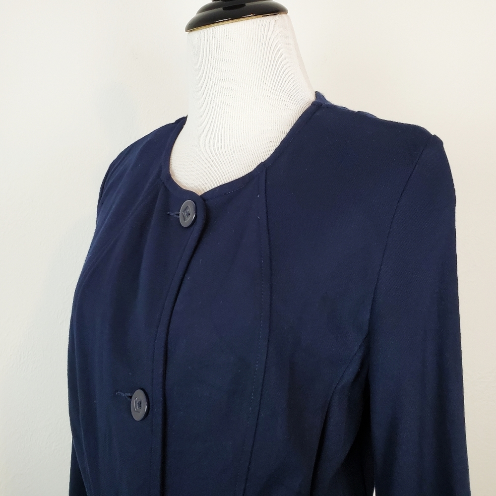 CAbi Lido Jacket Coat Blazer Ponte Knit Long Navy Blue Career Office Academia - Picture 7 of 16
